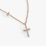 Delicate Pave Cross Pendant Necklace