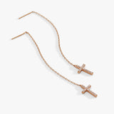 Delicate Pave Cross Threader Earrings