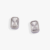 April Emerald-Cut Birthstone Stud Earrings