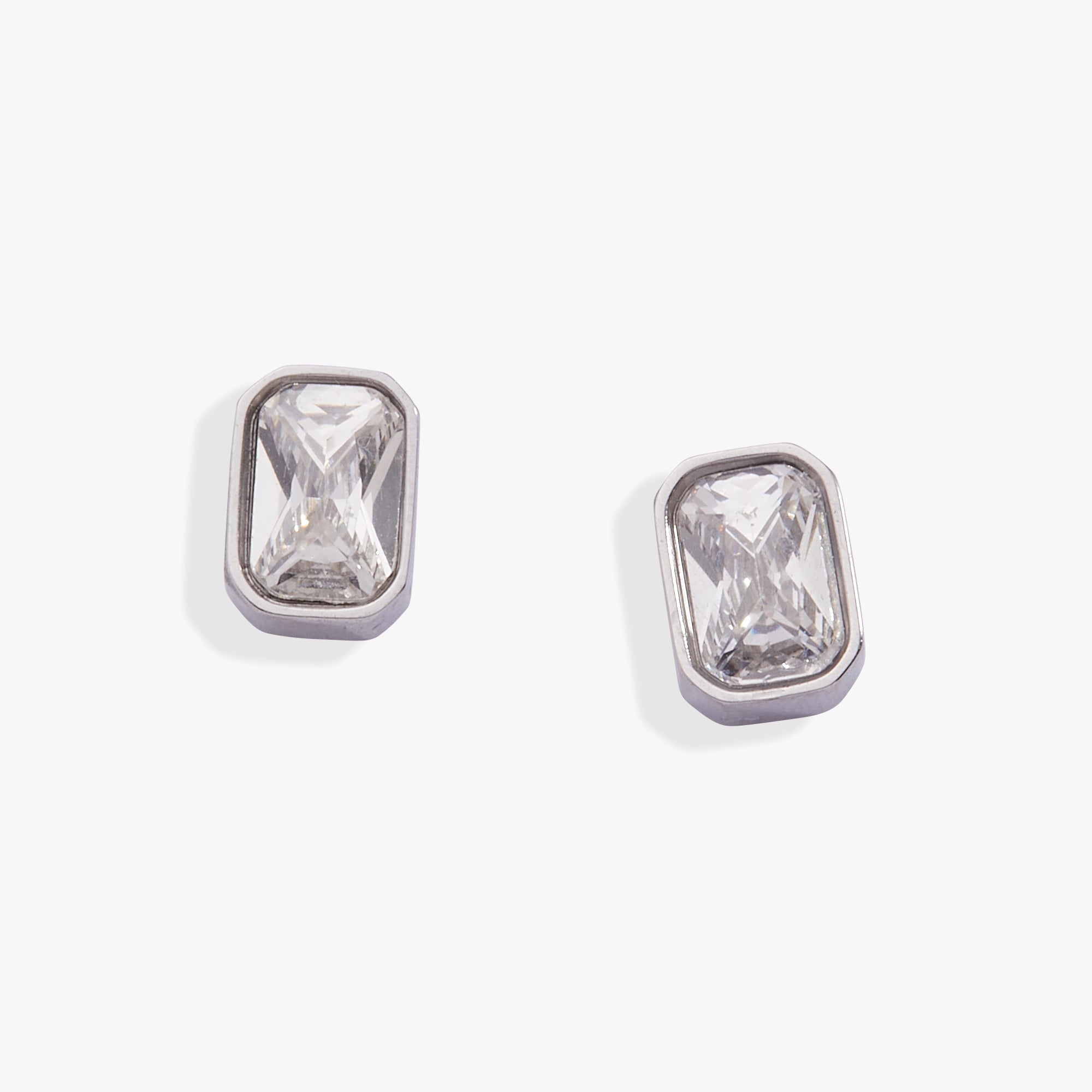 April Emerald-Cut Birthstone Stud Earrings