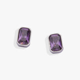 February Emerald-Cut Birthstone Stud Earrings