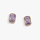 June Emerald-Cut Birthstone Stud Earrings