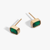 May Emerald-Cut Birthstone Stud Earrings
