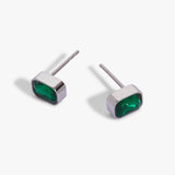 May Emerald-Cut Birthstone Stud Earrings