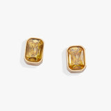 November Emerald-Cut Birthstone Stud Earrings