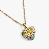 Blossoming Flowers Enamel Locket Pendant Necklace