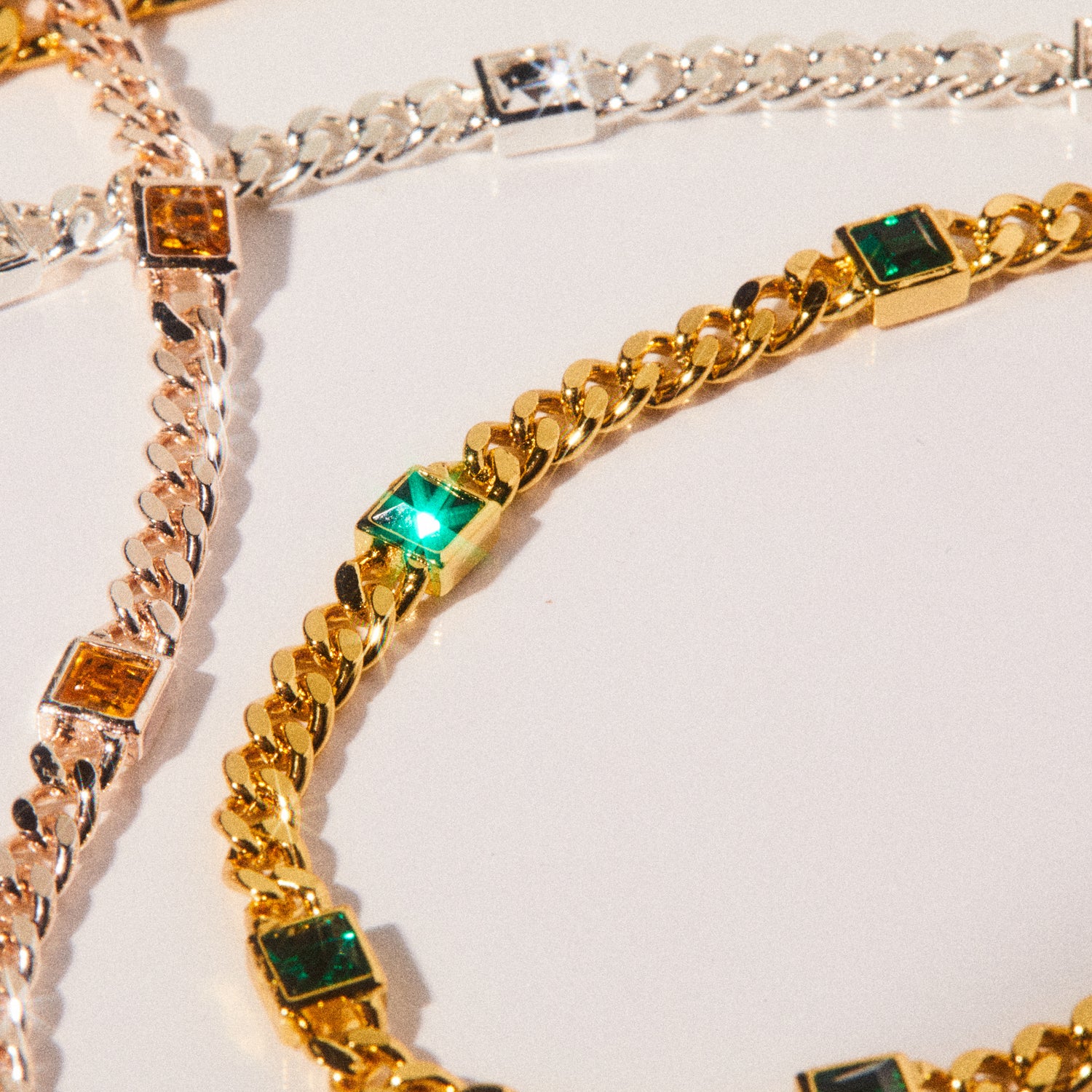 Emerald Curb Chain Bracelet, May Birthstone