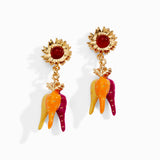 Farmers' Market Sunflower & Rainbow Carrot Drop Earrings