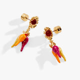 Farmers' Market Sunflower & Rainbow Carrot Drop Earrings