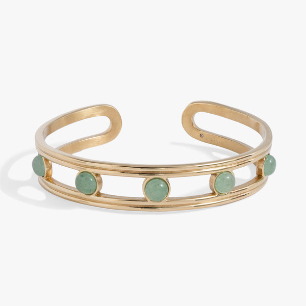 ブレスレット Toy Cuff Bracelet - Ivi - Green Onyx - Or Green Onyx Gold Cuff Bangle Bracelet | Rani & Co. Jewellery