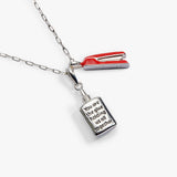 'You Are The Glue Holding Us All Together' Glue & Stapler Charm Necklace