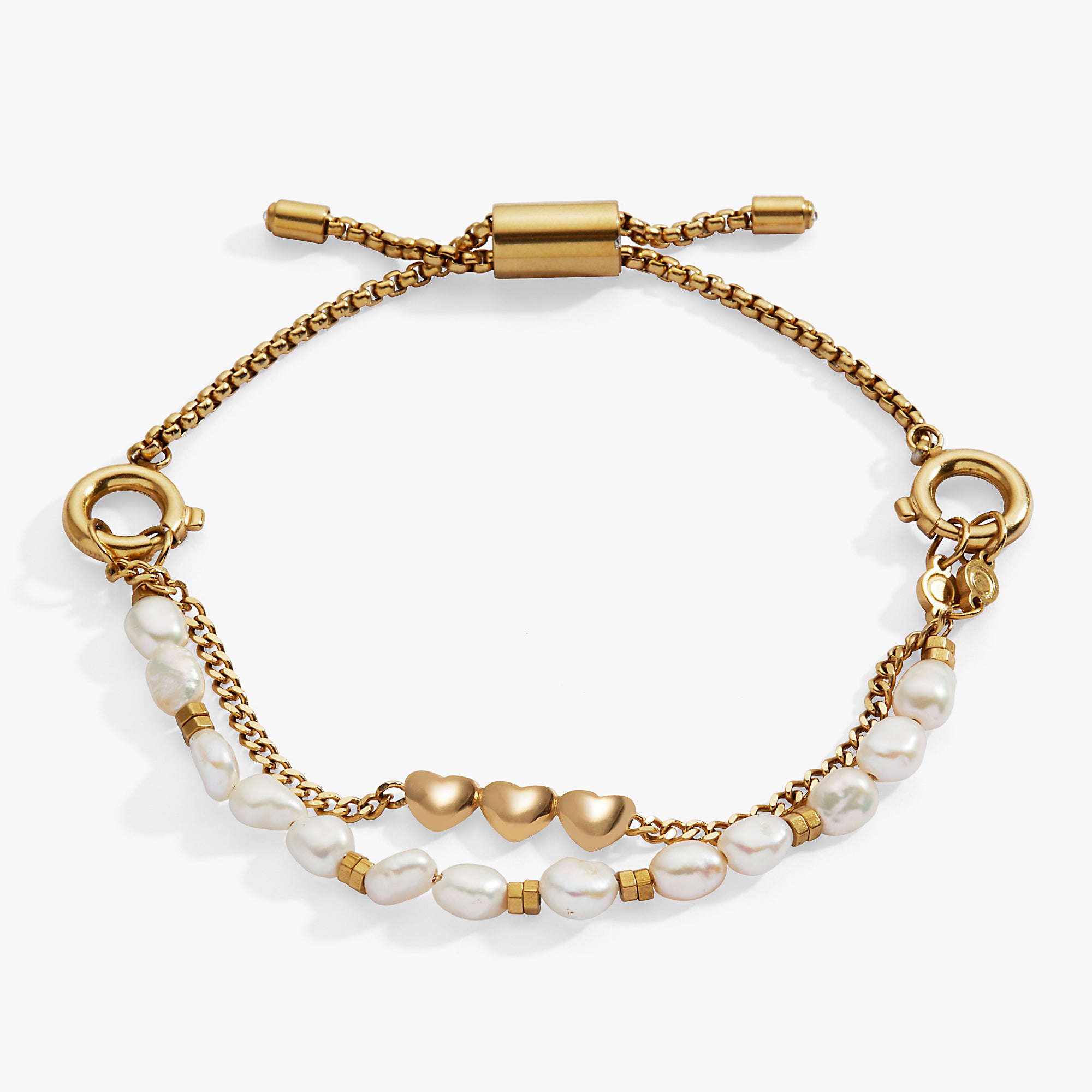 A gold and pearl bracelet