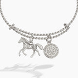 Horse Rope Textured Charm Bangle