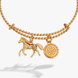 Horse Rope Textured Charm Bangle