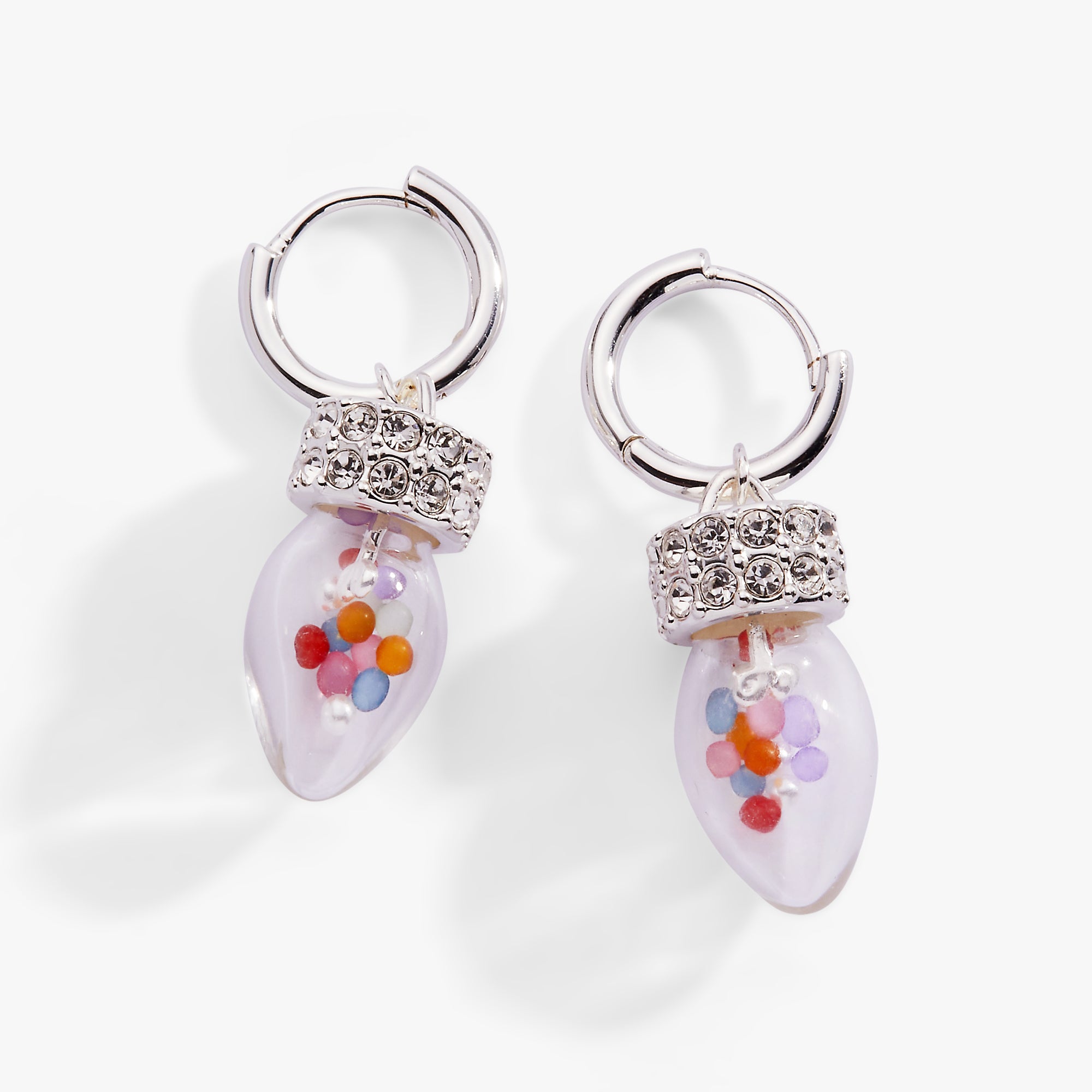 Christmas Light Bulb Shaker Huggie Hoop Earrings