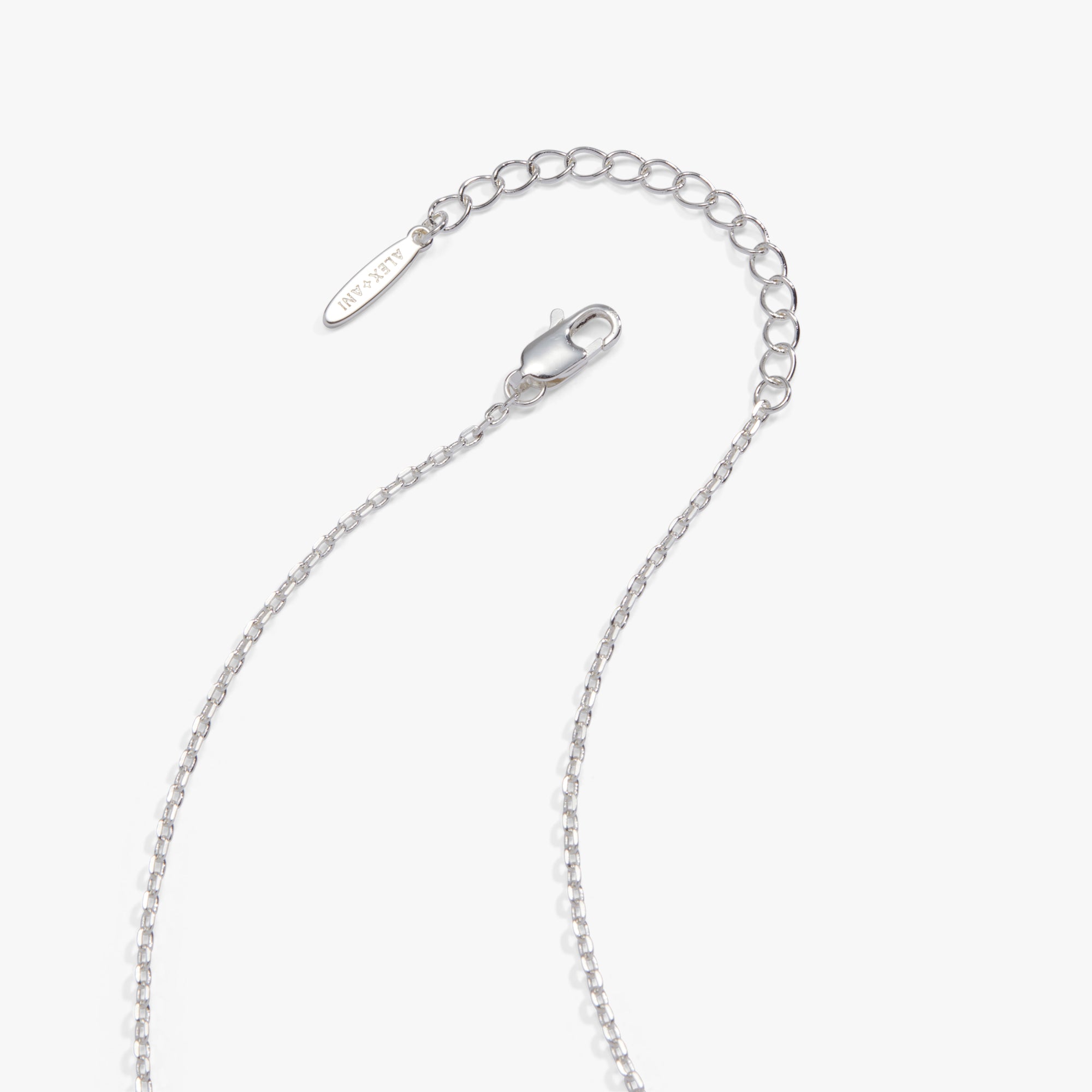 A silver chain extender with a lobster clasp and a small engraved tag reading 'MARCY', shown on a clean white background.
