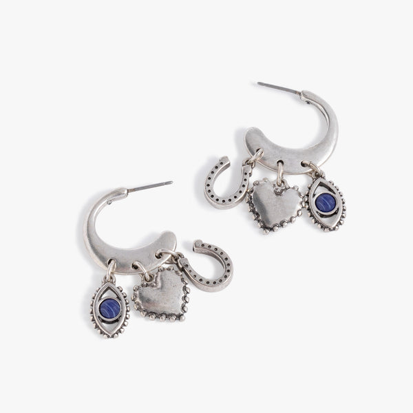 【MAMA CASAR】 AVIROD HOOP UNBALANCED Earrings Kiddie Kraft Sterling Silver CZ Hoop Earrings - Bromberg's