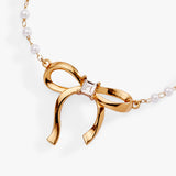 Bow Pearl Coquette Beaded Bolo Bracelet