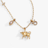 Taurus Zodiac Charm Cluster Necklace