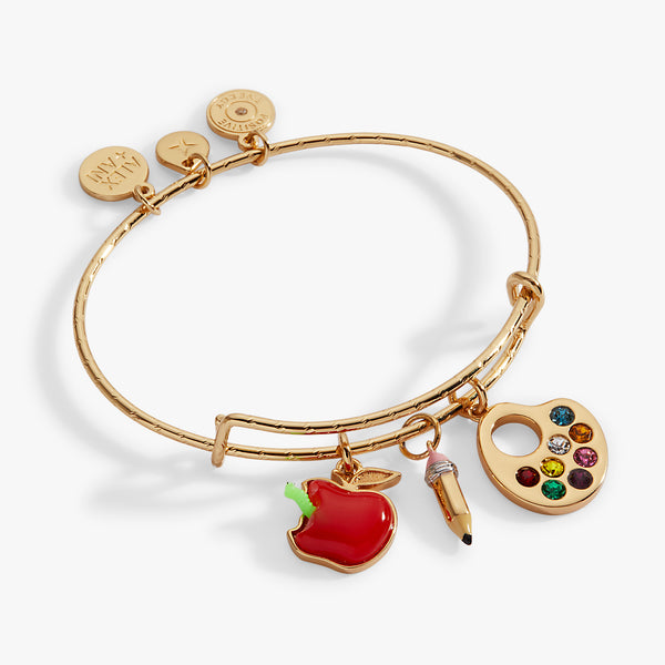 Teacher's Pet Multi Charm Textured Bangle | Alex and Ani – ALEX