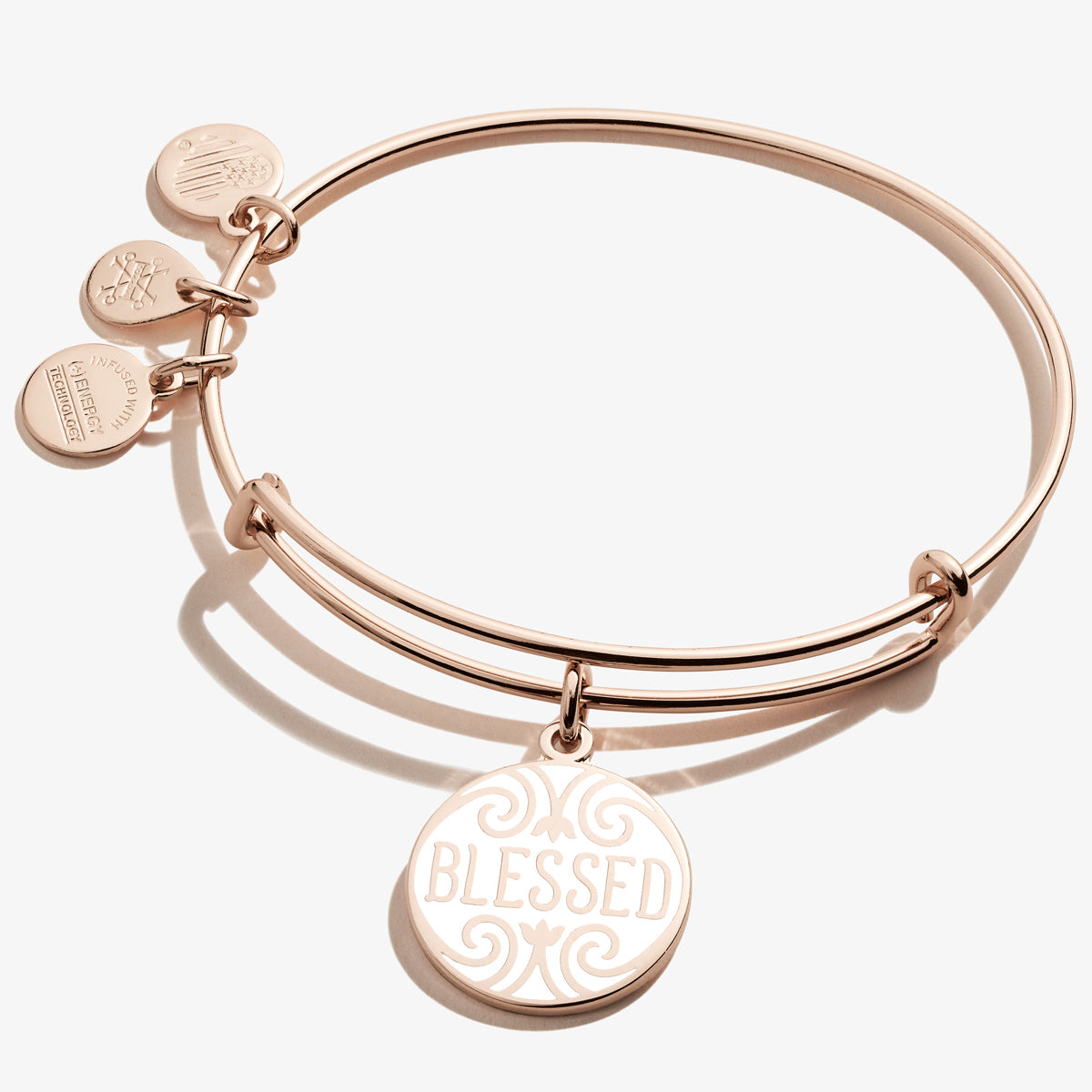 Blessed Charm Bangle, Shiny Rose Gold, Alex and Ani