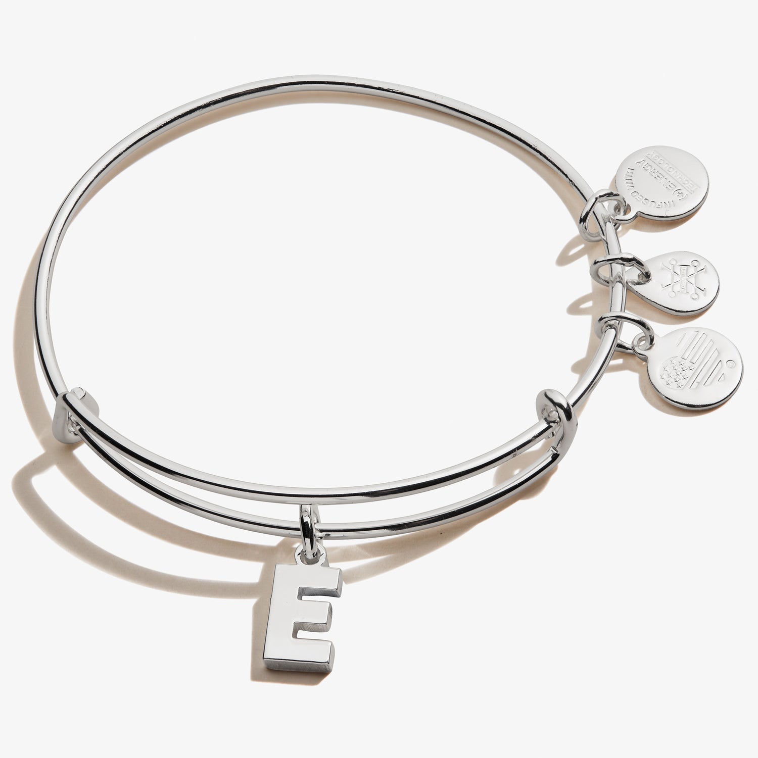 Alex and Ani Initial M Charm Bangle Bracelet in Shiny Silver
