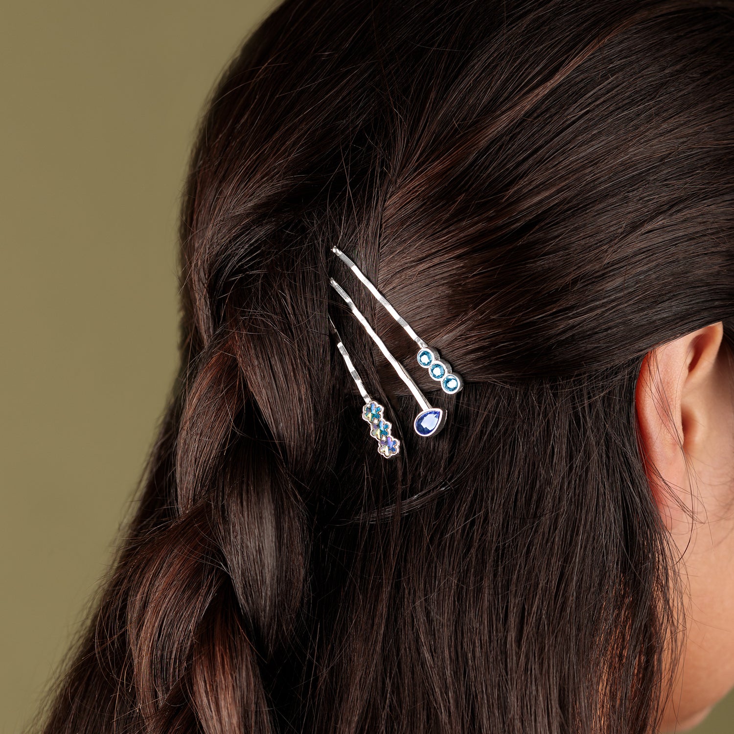 Sapphire + Snowflake Hair Pins, Set of 3