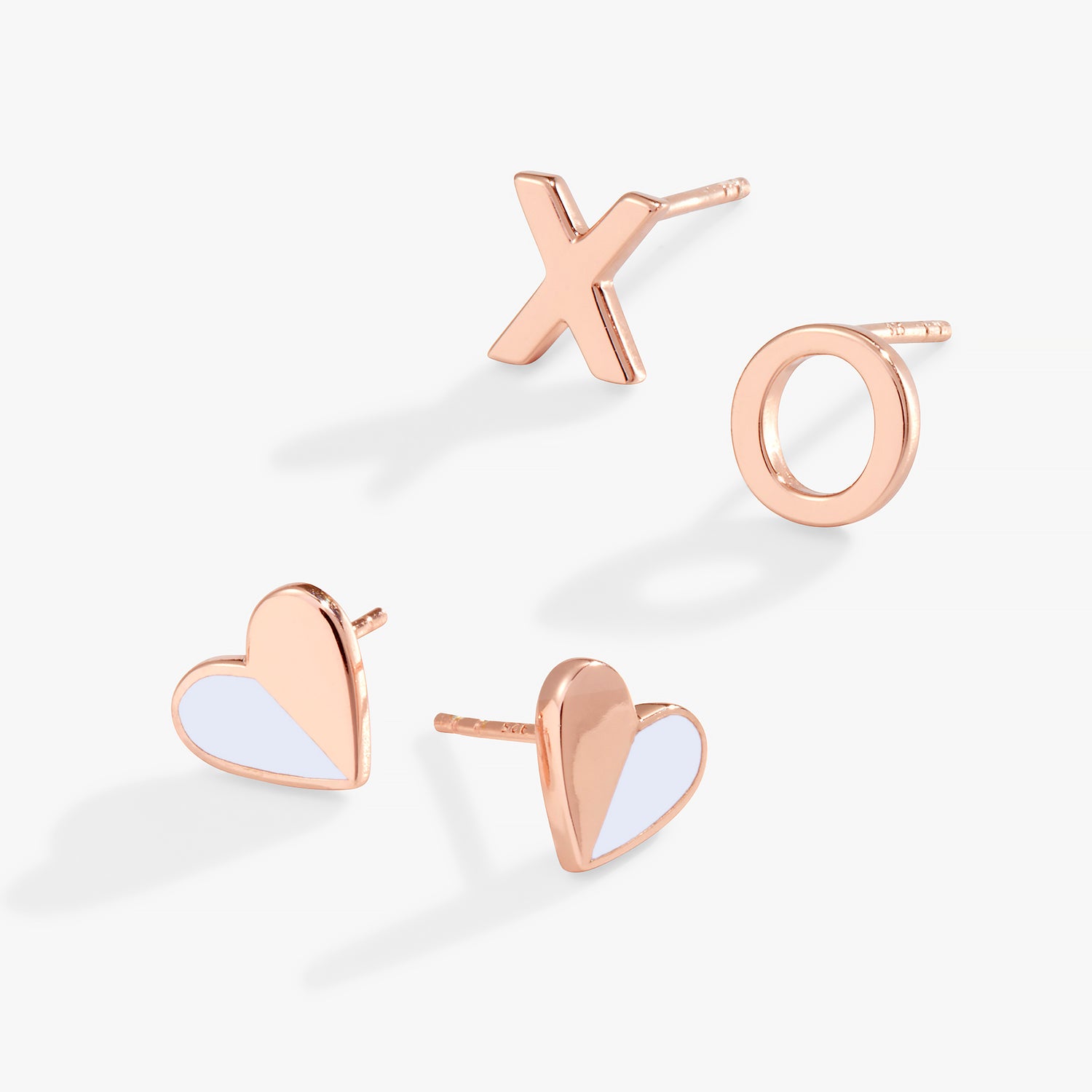 Heart 'XO' Stud Earrings, Set of 2