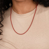 Coral Red Ball Chain Necklace