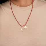 Coral Red Ball Chain Necklace