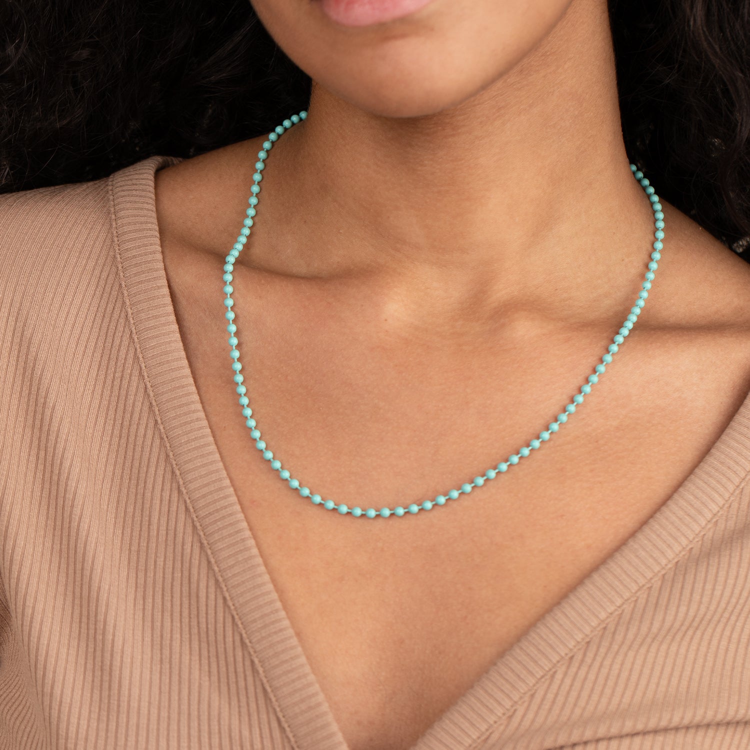 Ball Chain Necklace, Turquoise