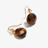 Tiger's Eye Gemstone Earrings, Burnt Red