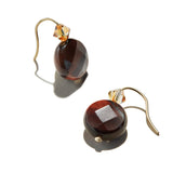 Tiger's Eye Gemstone Earrings, Burnt Red