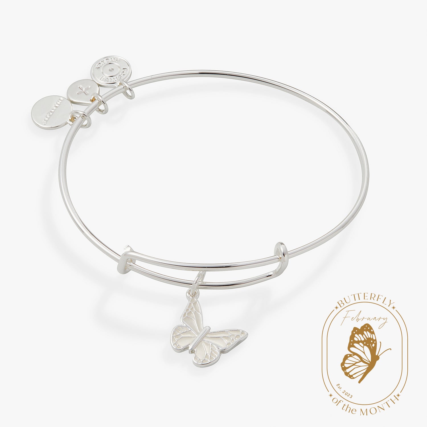 Pearlized Butterfly Charm Bangle