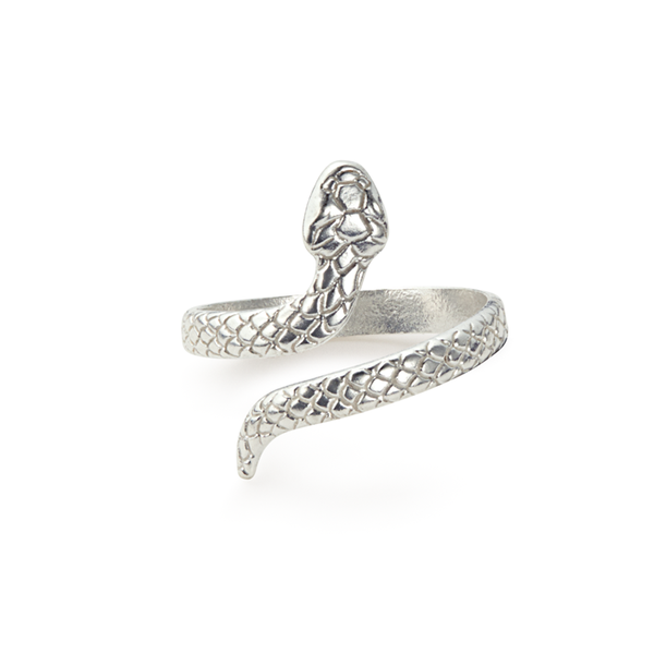 AeraVida Sterling Silver Snake Coil Wrap Ring – .925 Silver, Oxidized Finish, Artisan Made, Boho Statement Jewelry