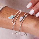 Best Friend Charm Bangles, Purple + Blue, Set of 2