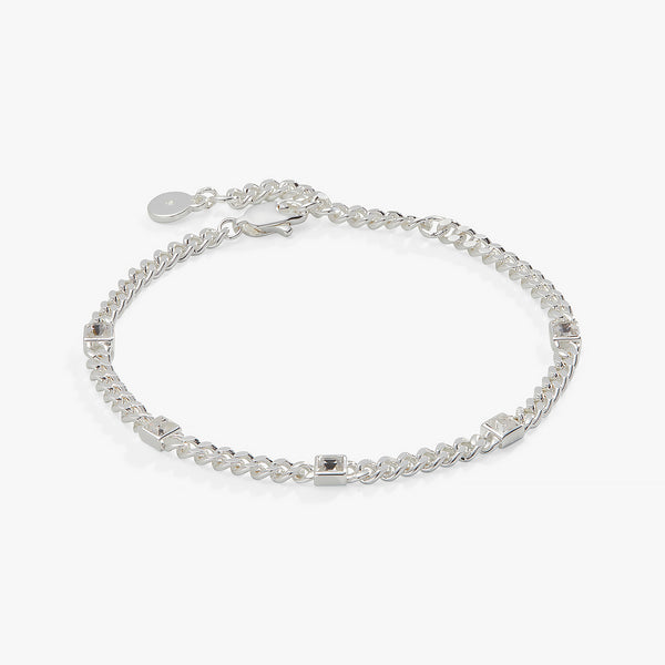 Clear Crystal Curb Chain Bracelet, April Birthstone ALEX AND ANI