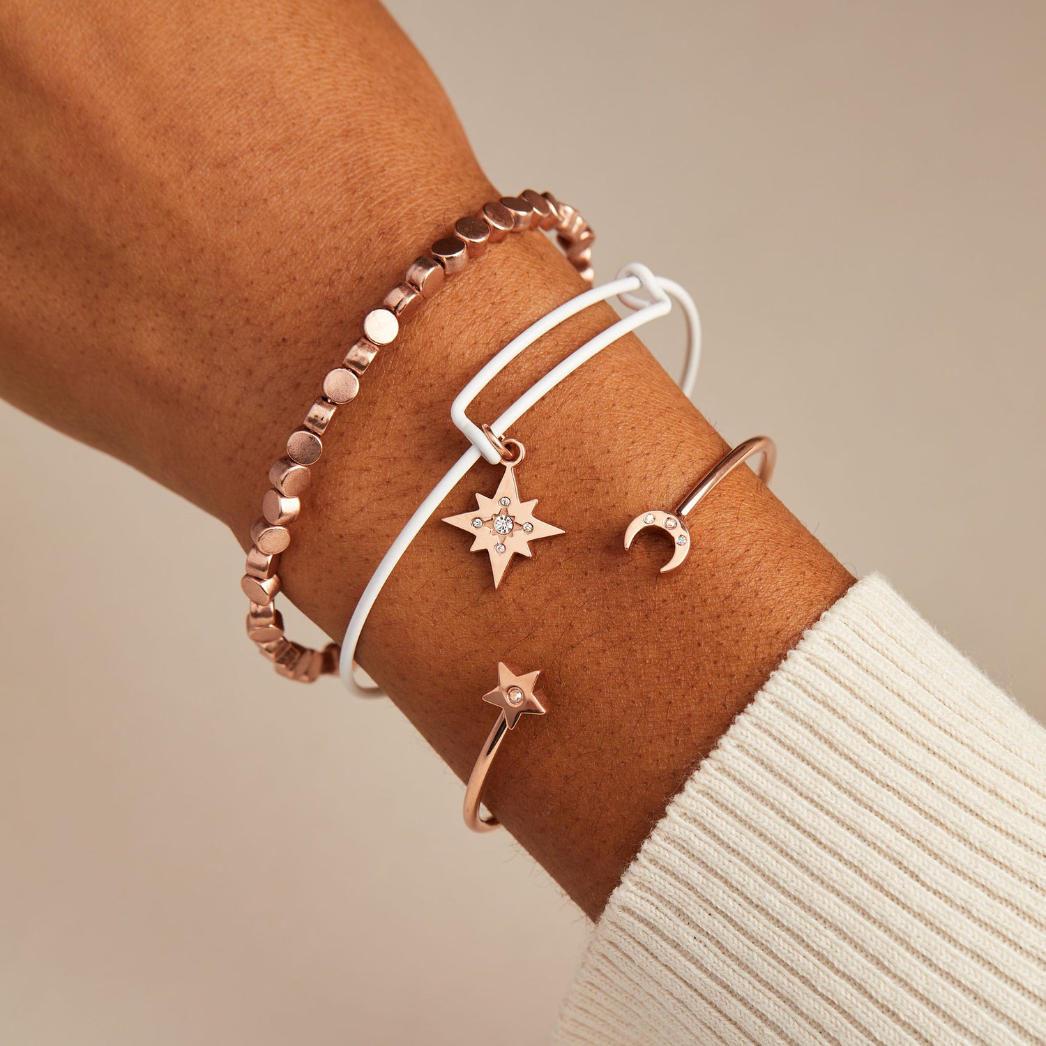 Crystal Moon + Star Flex Cuff Bracelet