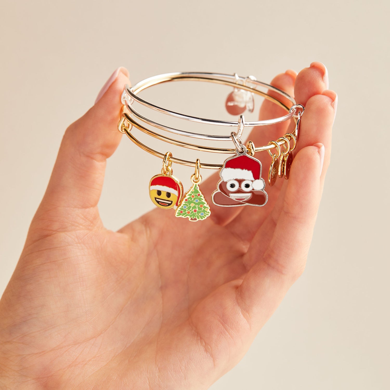 Emoji Holiday Duo Charm Bangle Bracelet