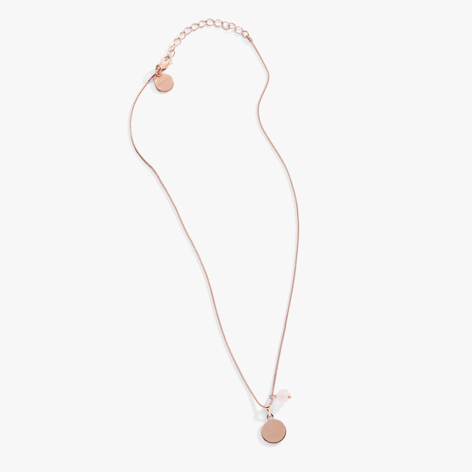 Circle Charm + Rose Quartz Bead Necklace