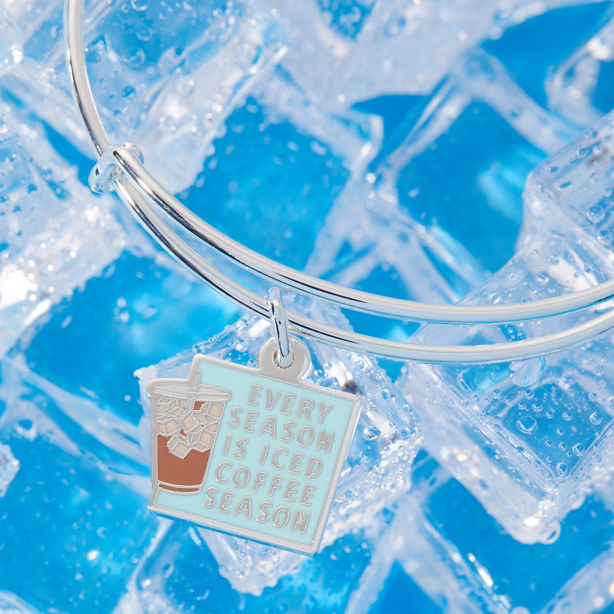 'Every Season is Iced Coffee Season' Charm Bangle Bracelet
