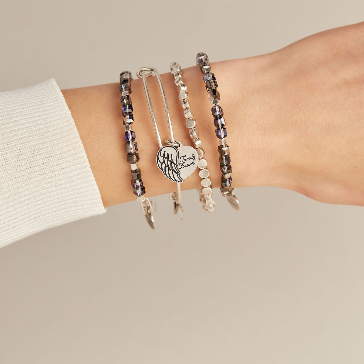 'Family Forever' Angel Wing Heart Charm Bangle | Alex and Ani – ALEX ...