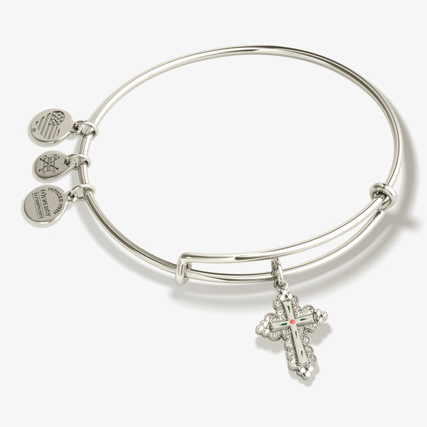 Charm Bracelet Alex And Ani Cross Bracelet Silver Floral Cross