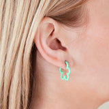 Floral Huggie Hoop Earrings, Mint Green