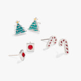 Holiday Cheer + Ruby Stud Earrings, Set of 3