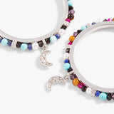 Pavé Moon Beaded Hoop Earrings