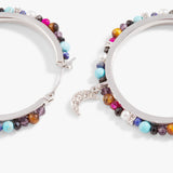 Pavé Moon Beaded Hoop Earrings