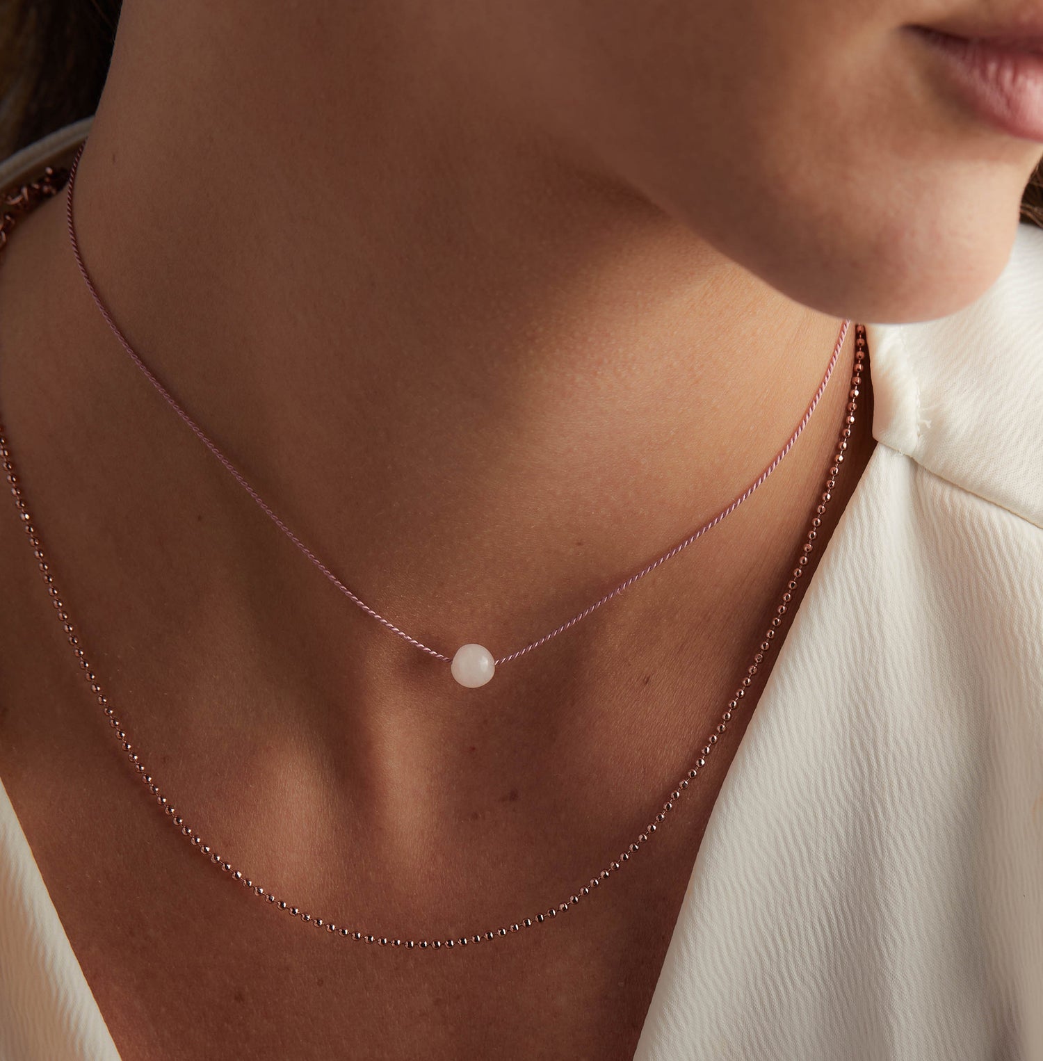 Rose Quartz Gemstone Cord Necklace