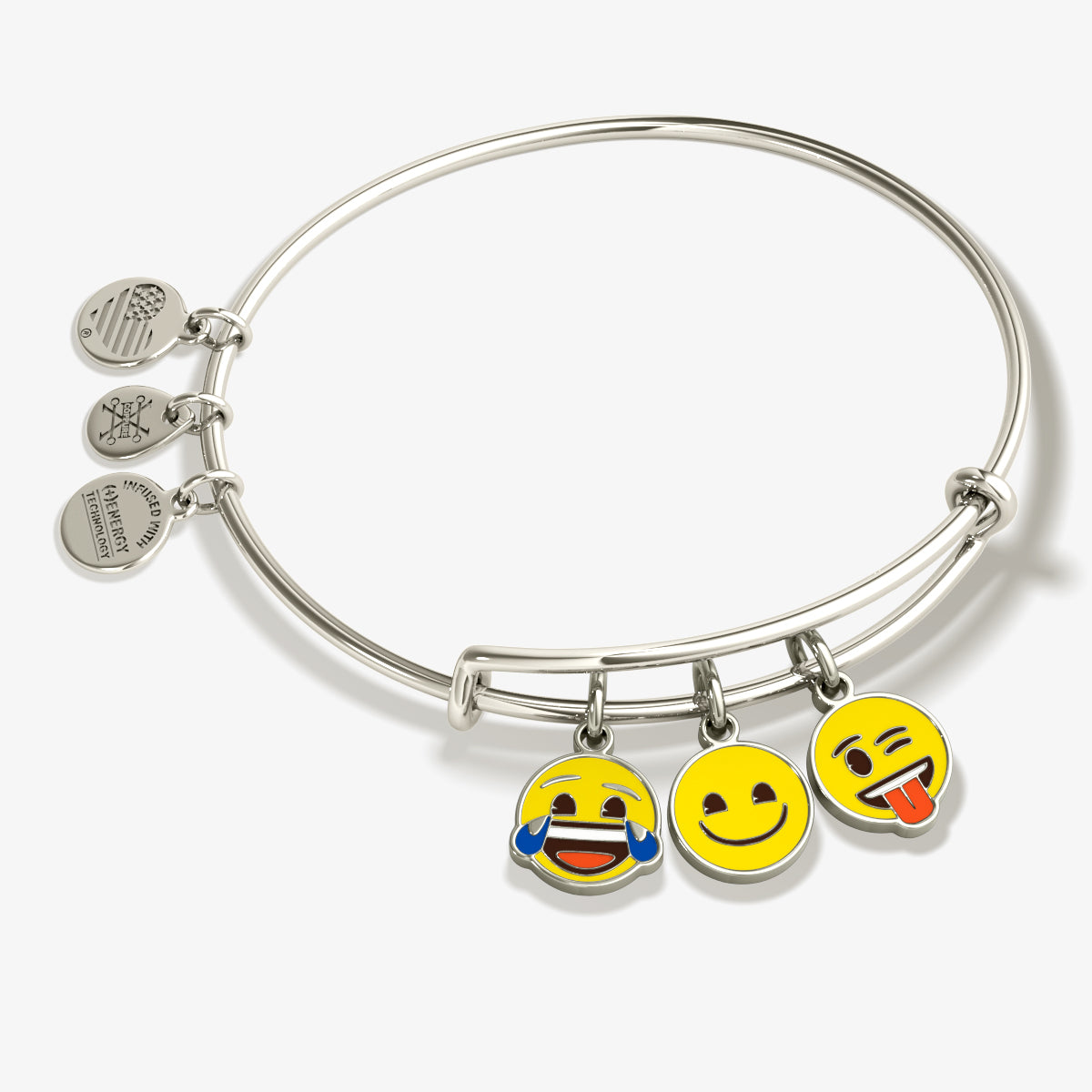 Smiley Face Emoji Trio Charm Bangle Bracelet