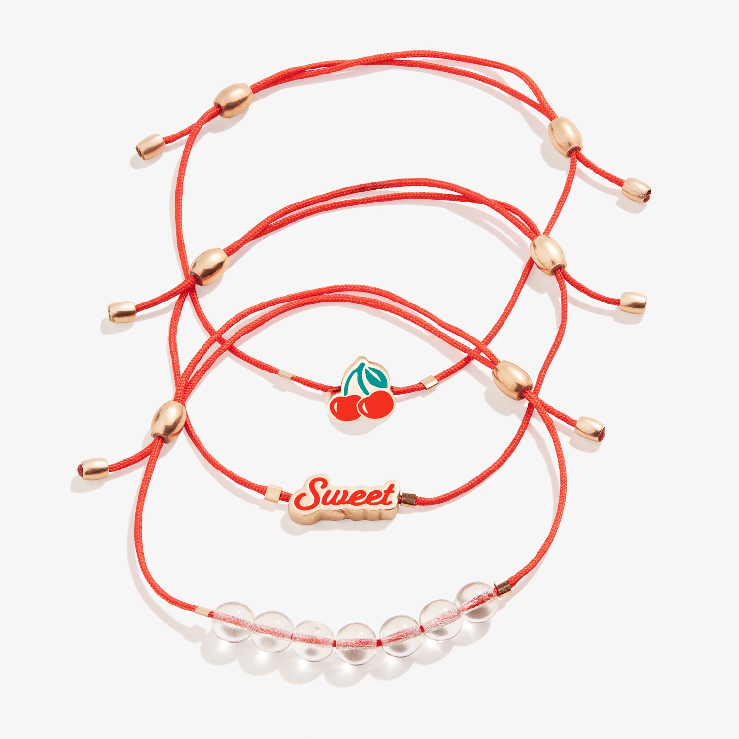 So Sweet Cherry Cord Bracelets, Set of 3